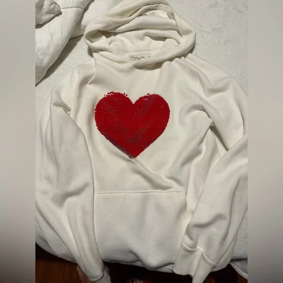 Abercrombie & Fitch Cream Hoodie with Red Heart - Picture 1 of 5